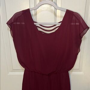 City Triangles Deep Red Chiffon Dress